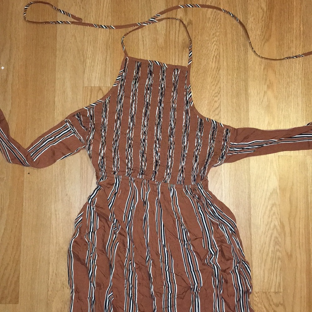 NEW Striped Halter Maxi Dress with Back Ties